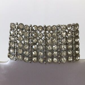 NWT silver tone stretchy bracelet with crystals